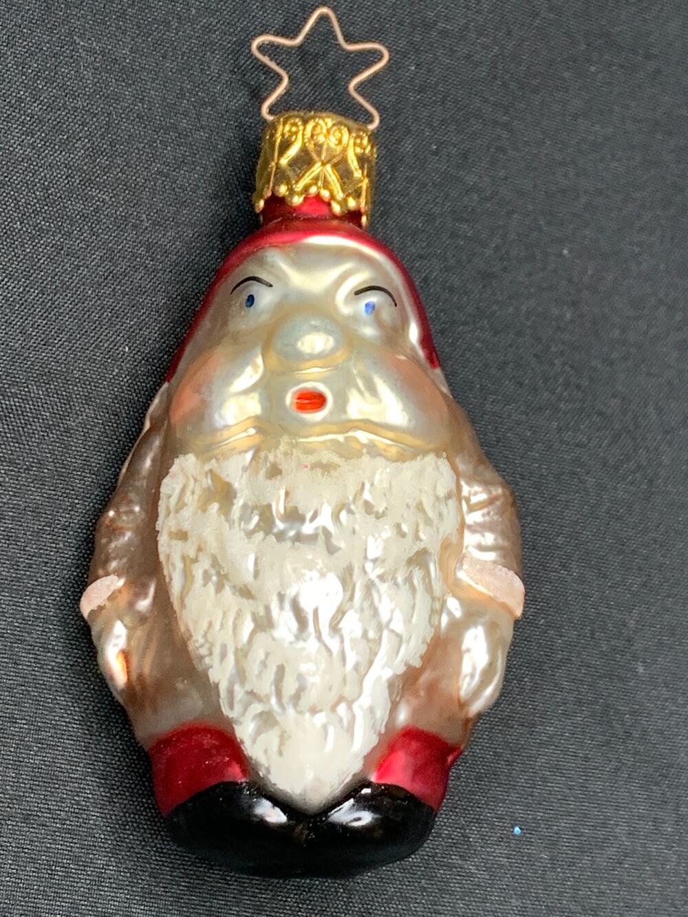 Vintage 1990s Inge-Glas Santa German Blown Glass Christmas Ornament Star Crown